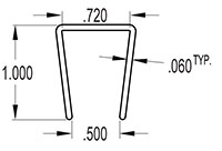 0.720 Inch (in) U-Channel (SG2022)