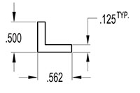 0.562 x 0.500 Inch (in) Angle (SG2078)