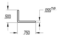 0.750 x 0.500 Inch (in) Angle (SG2265)