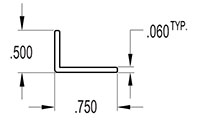 0.750 x 0.500 Inch (in) Angle (SG1371)