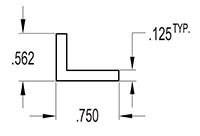 0.750 x 0.562 Inch (in) Angle (SG2079)