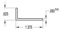 1.375 x 0.625 Inch (in) Angle (SG1239)