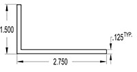 2.750 x 1.500 Inch (in) Angle (SG1421)