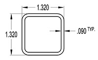 1.320 x 1.320 Inch (in) Tube (SG1040)