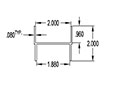 2.000 x 1.880 Inch (in) H-Channel (SG1540)