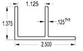 2.500 x 1.375 Inch (in) Angle (SG1427)