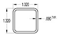 1.320 x 1.320 Inch (in) Tube (SG1040)